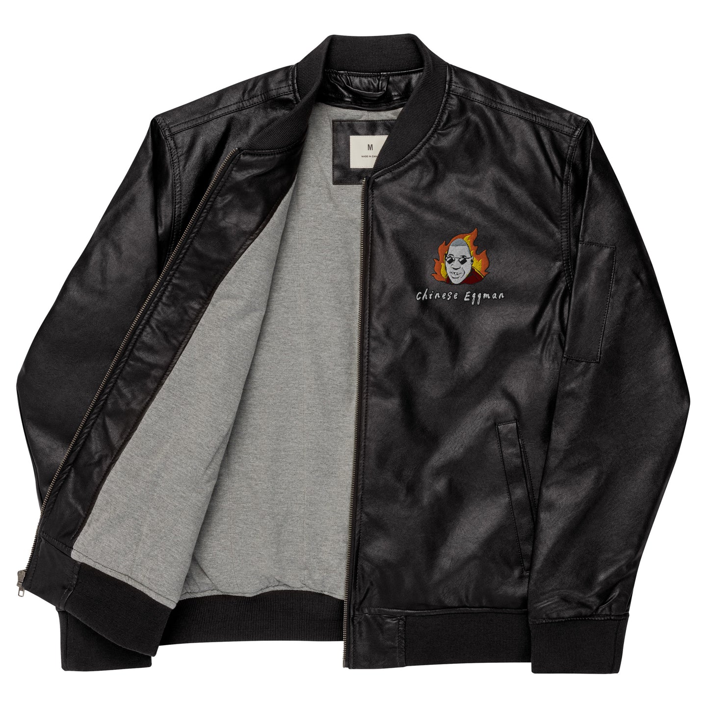 Chinese Eggman Leather Bomber Jacket