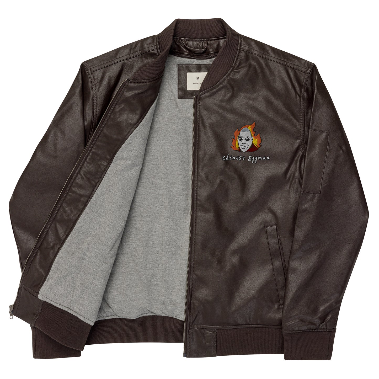 Chinese Eggman Leather Bomber Jacket