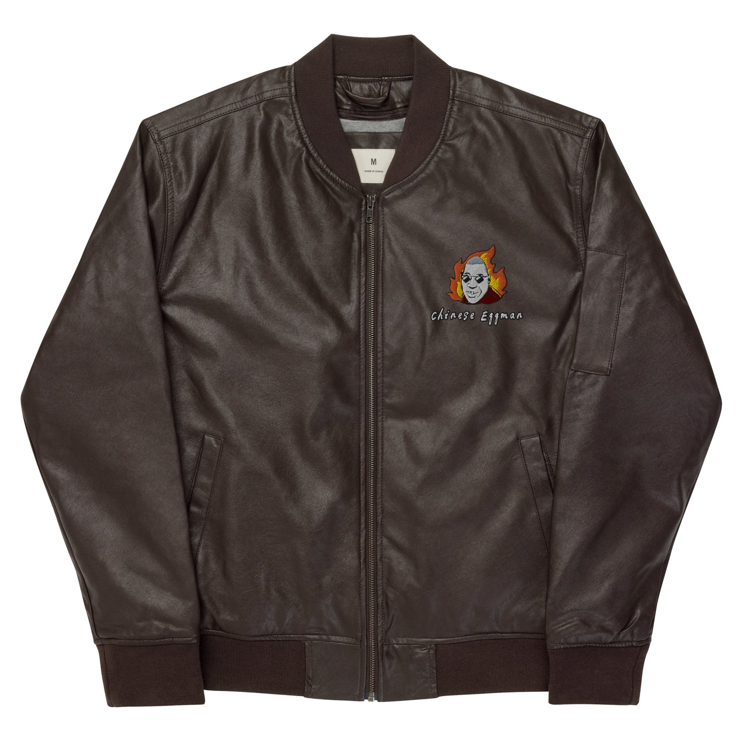 Chinese Eggman Leather Bomber Jacket