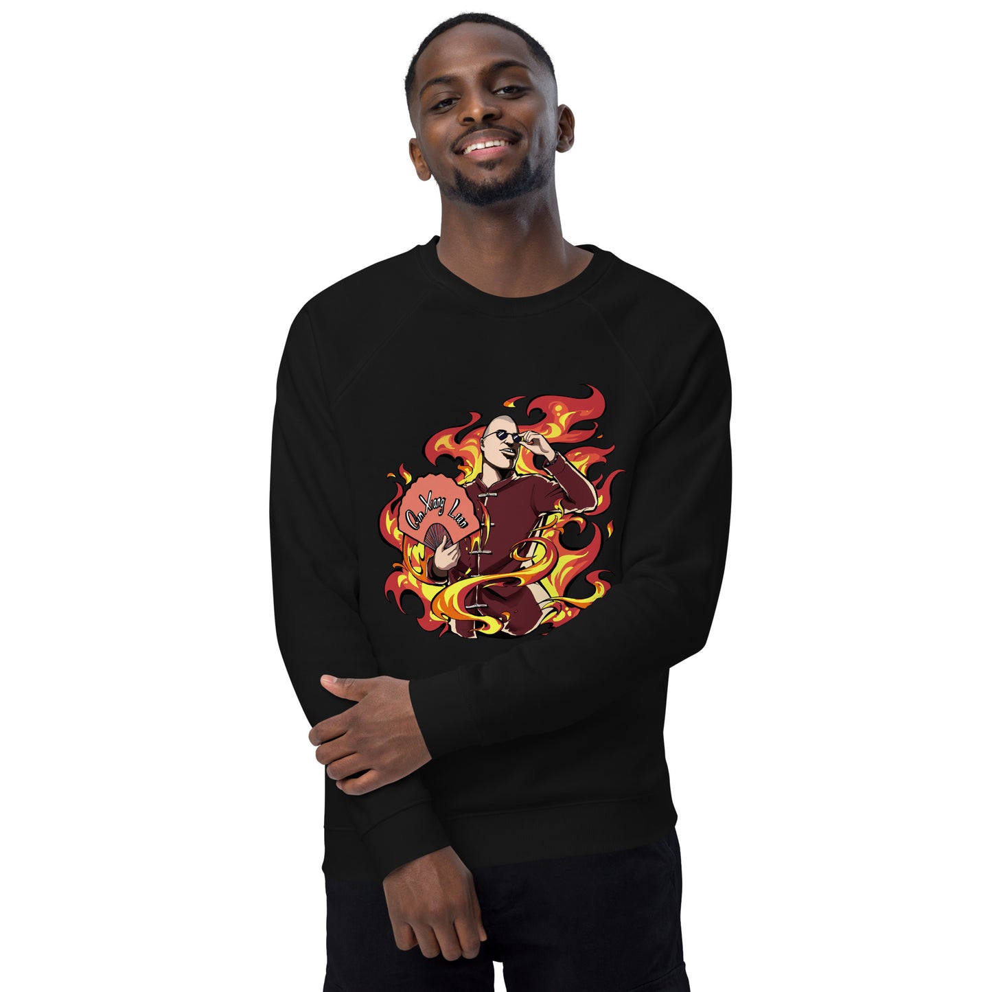 Chinese Eggman Unisex organic raglan sweatshirt