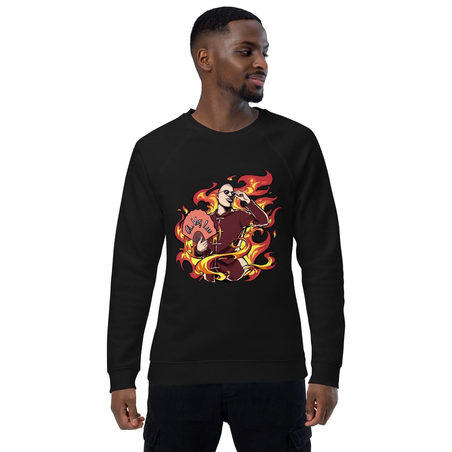 Chinese Eggman Unisex organic raglan sweatshirt