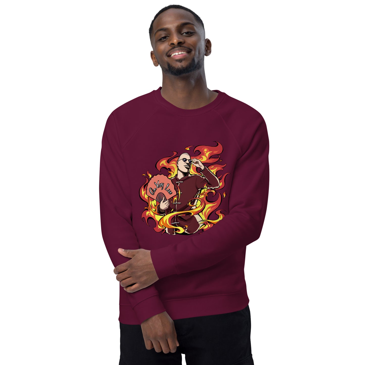 Chinese Eggman Unisex organic raglan sweatshirt