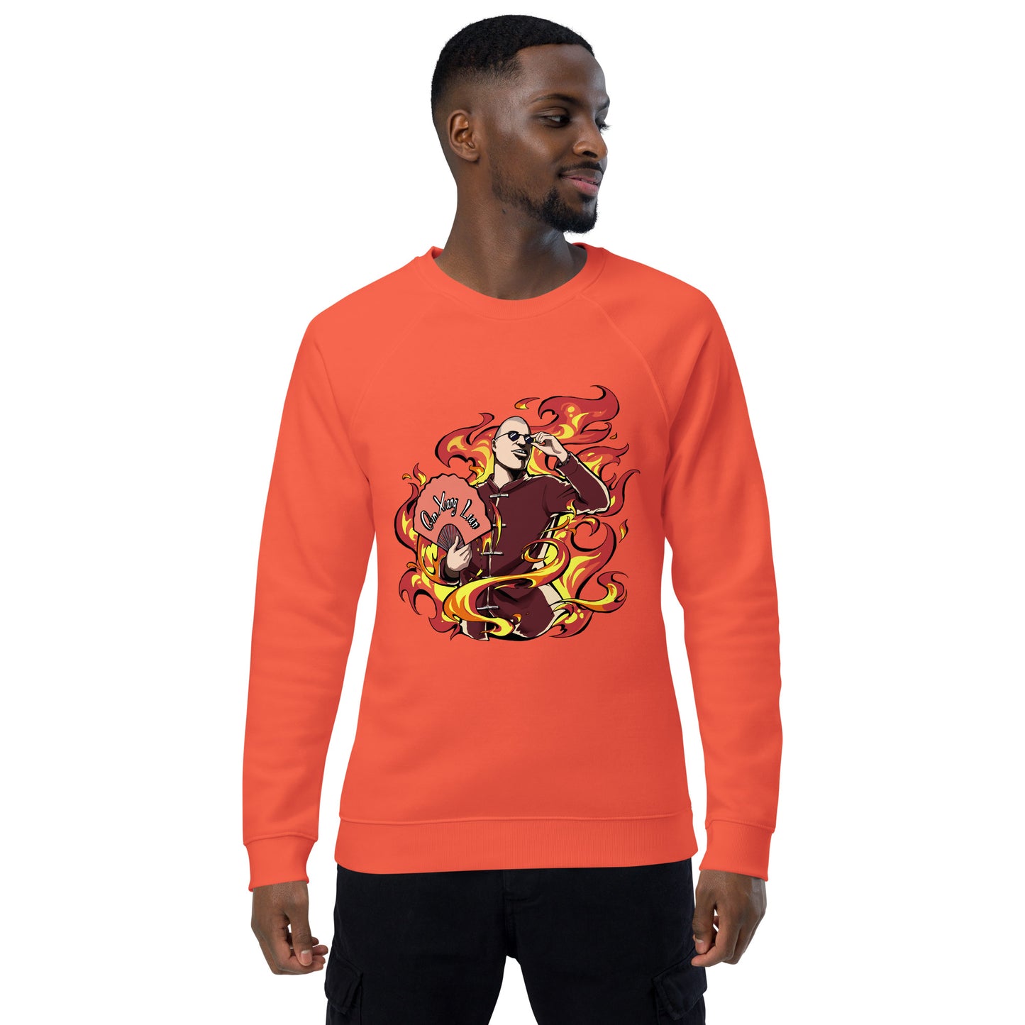 Chinese Eggman Unisex organic raglan sweatshirt