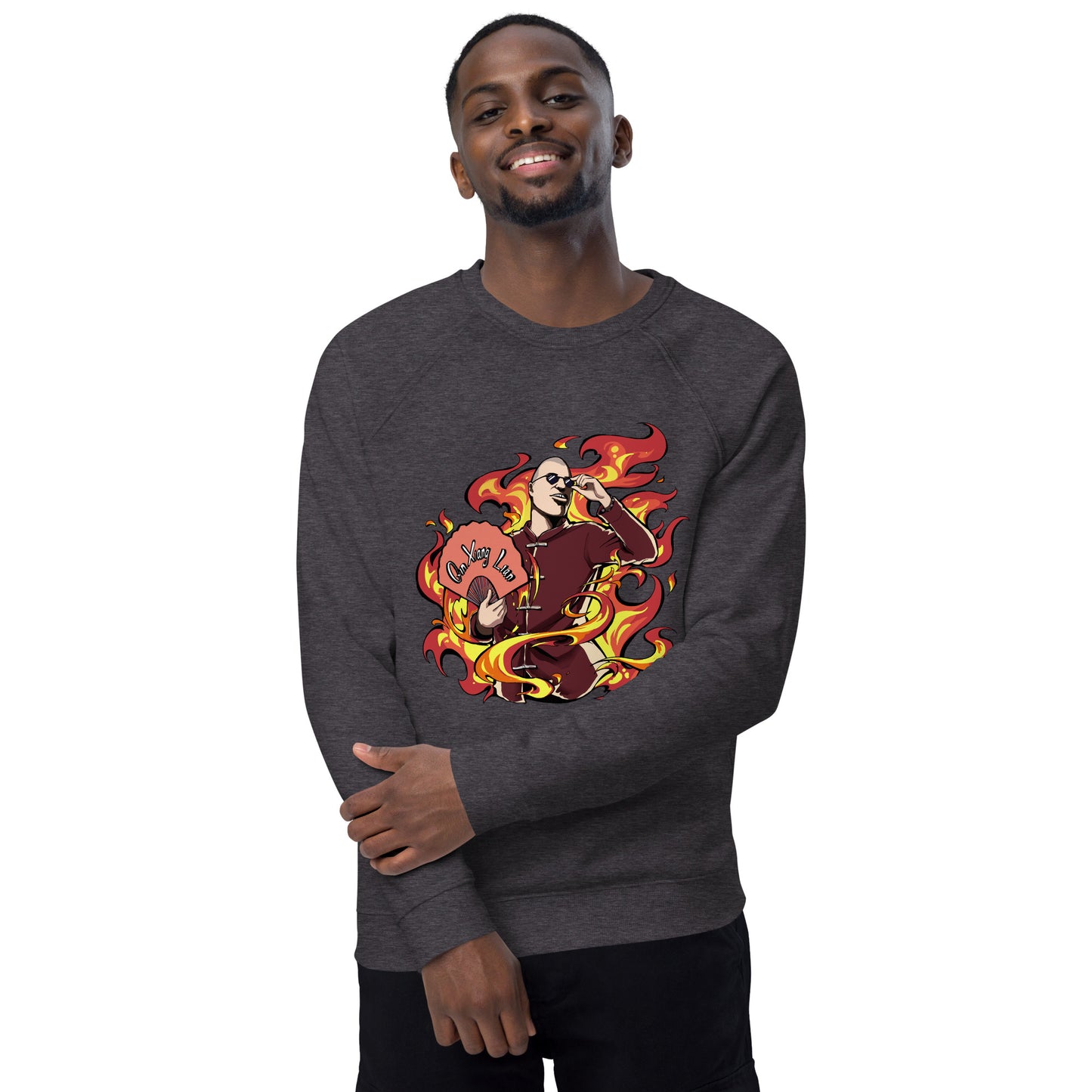 Chinese Eggman Unisex organic raglan sweatshirt