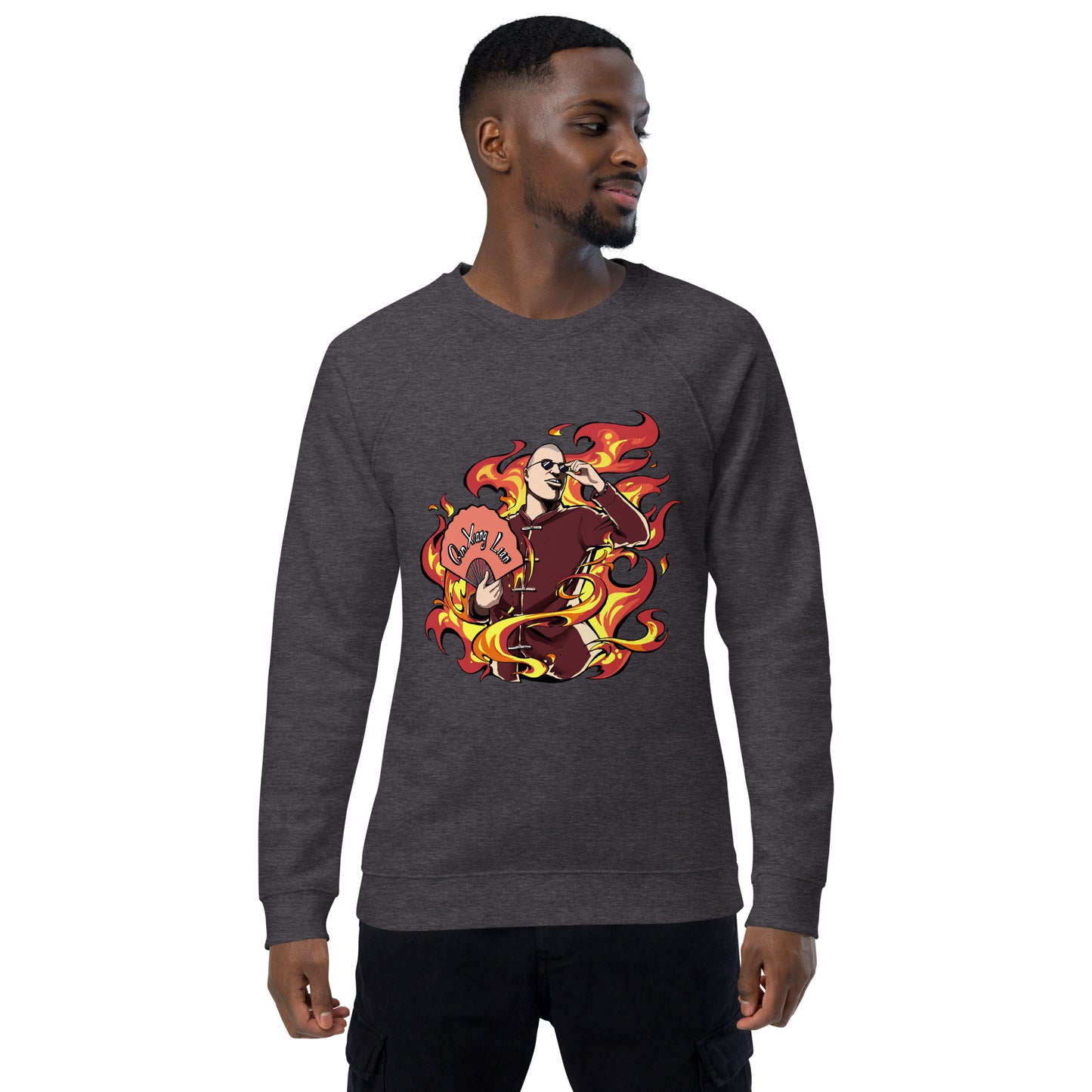 Chinese Eggman Unisex organic raglan sweatshirt