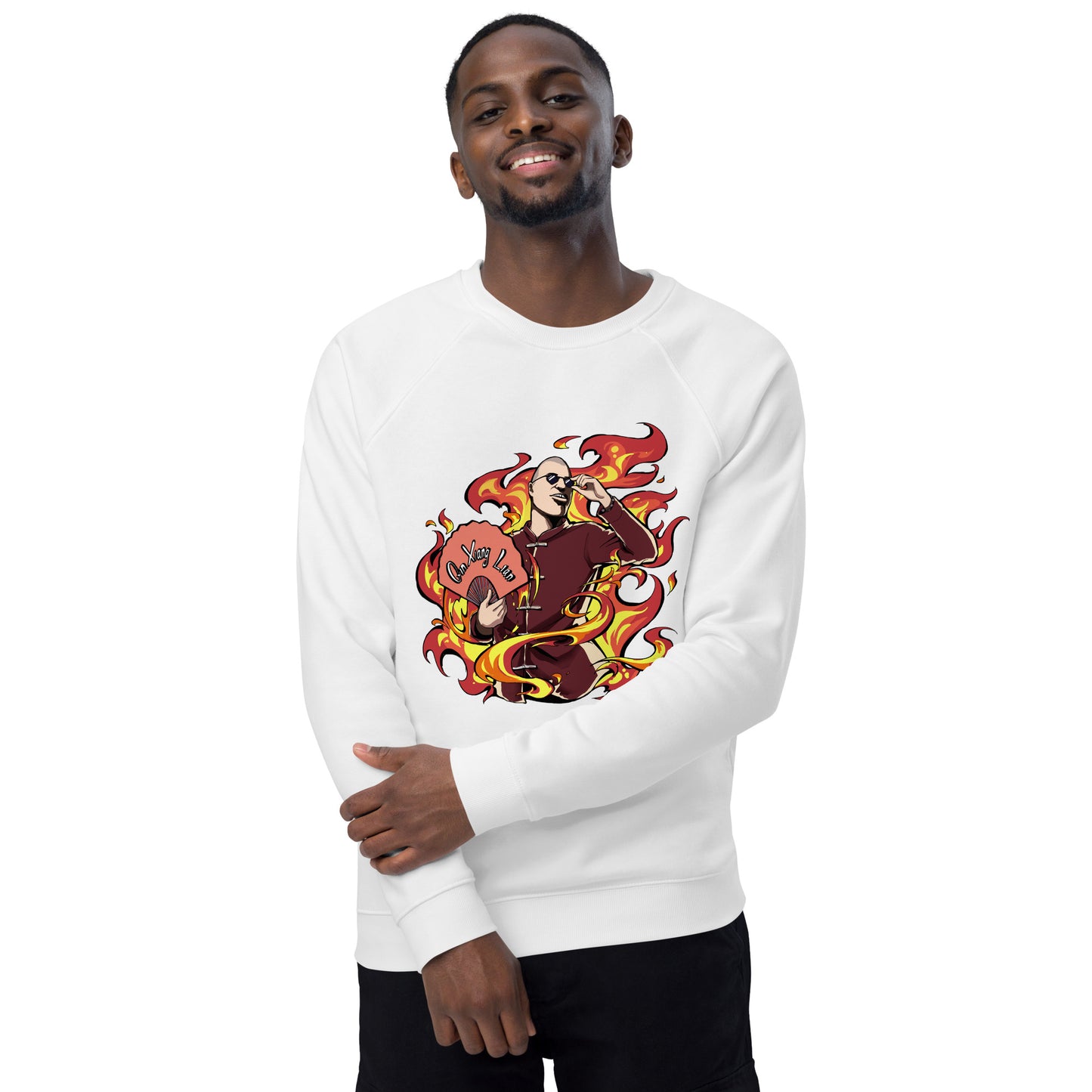 Chinese Eggman Unisex organic raglan sweatshirt