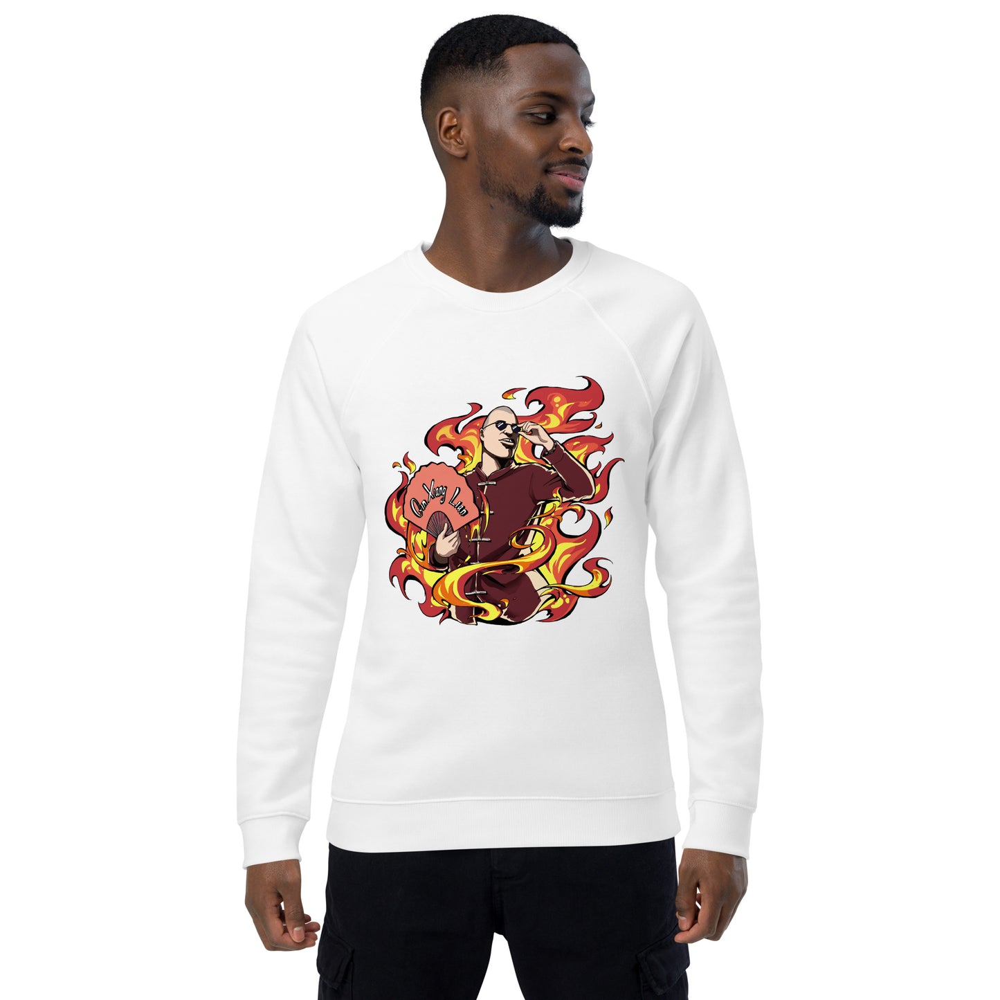 Chinese Eggman Unisex organic raglan sweatshirt